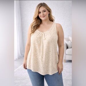 RW&CO. Beige Patterned Tank Top